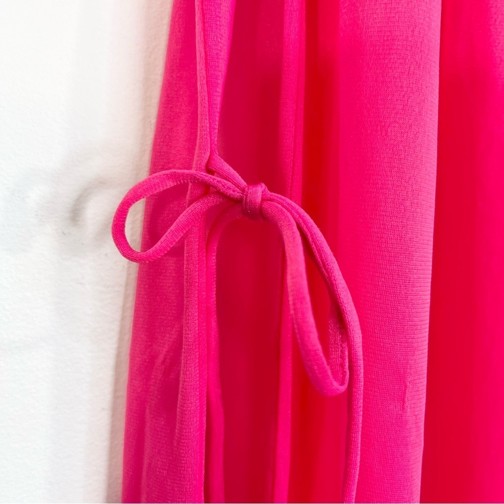 Vintage 70s AP Alepin Montreal hot pink sheer nylon long caftan maxi robe S - Picture 14 of 17